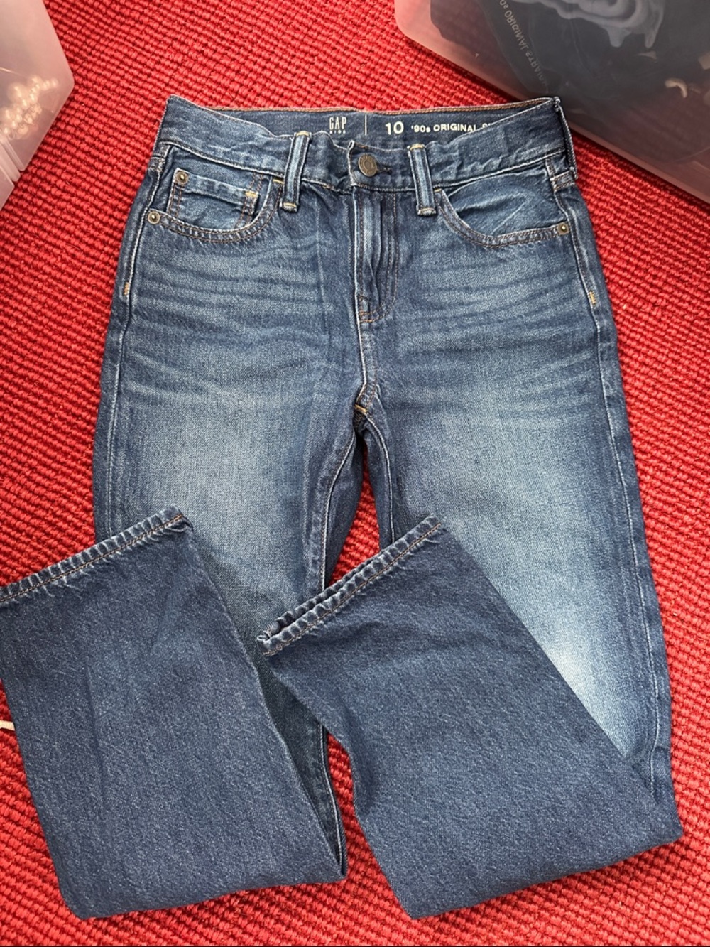 GAP Dark-Medium Blue Straight Leg Jeans